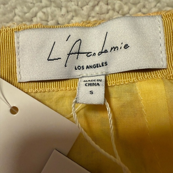 L'ACADEMIE Comilly Lace Mini Skirt in Yellow Apricot Crochet Revolve - Picture 7 of 10